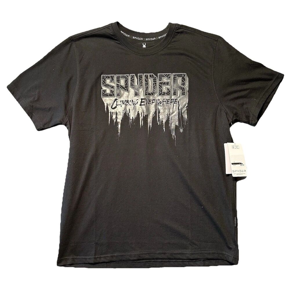 Spyder Men's Graphic T-Shirt L Large Black Graphic Tee Outdoor Climbing NWT